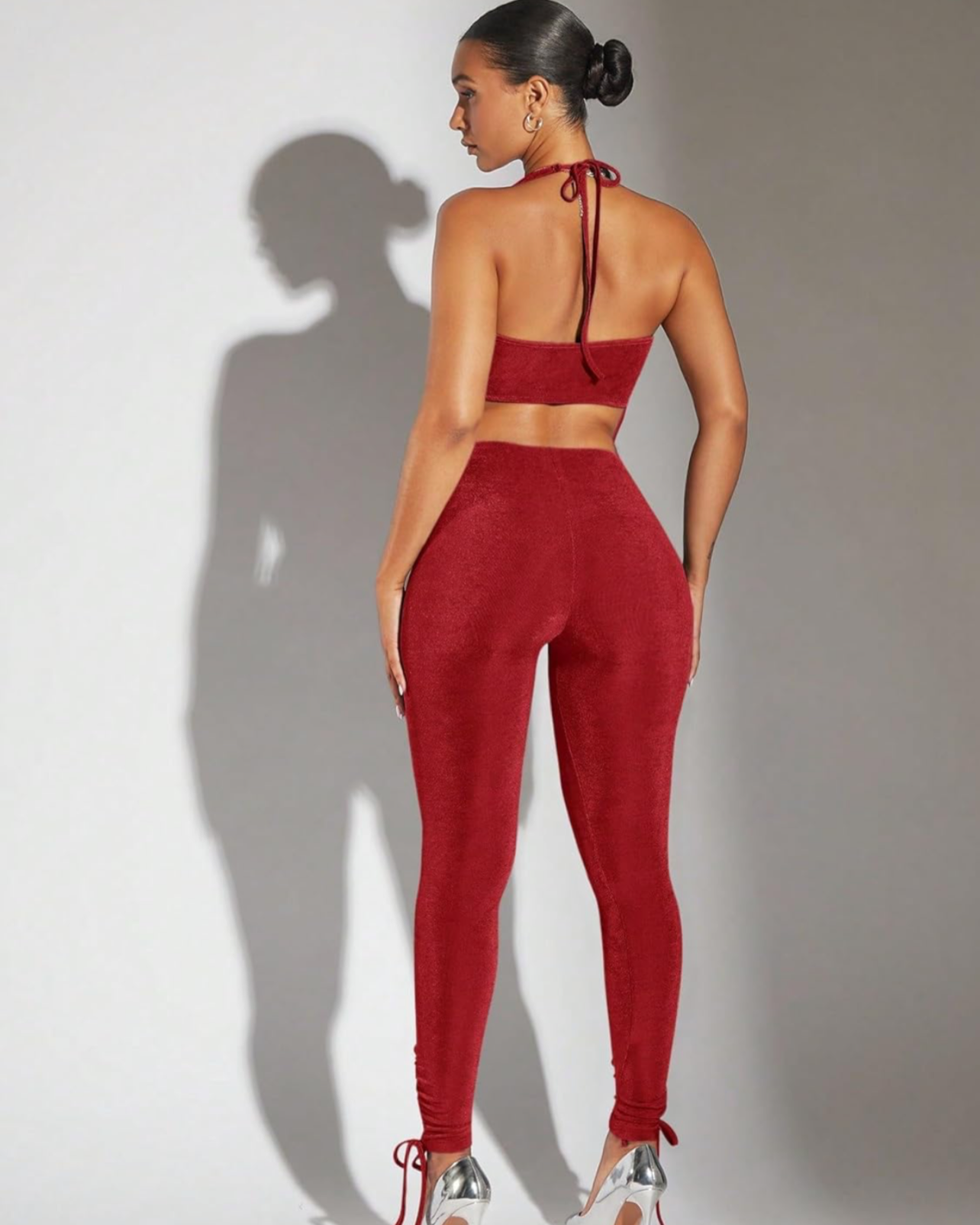 Draped front strap vest and pants co-ord set