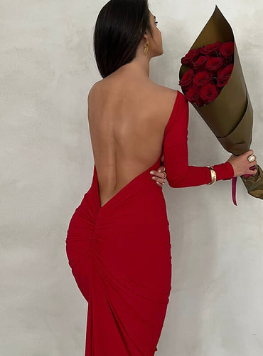 Sexy backless slim fit dress